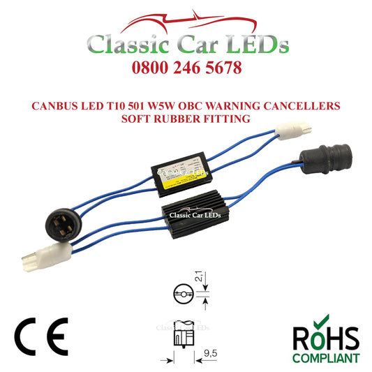 2x CANBUS LED T10 501 W5W OBC WARNING CANCELLERS