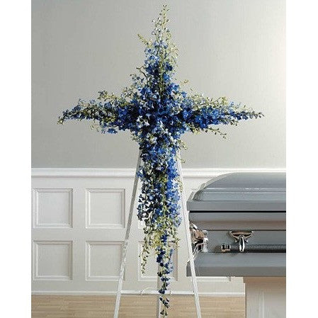 Blue Delphinium Cross Standing Spray