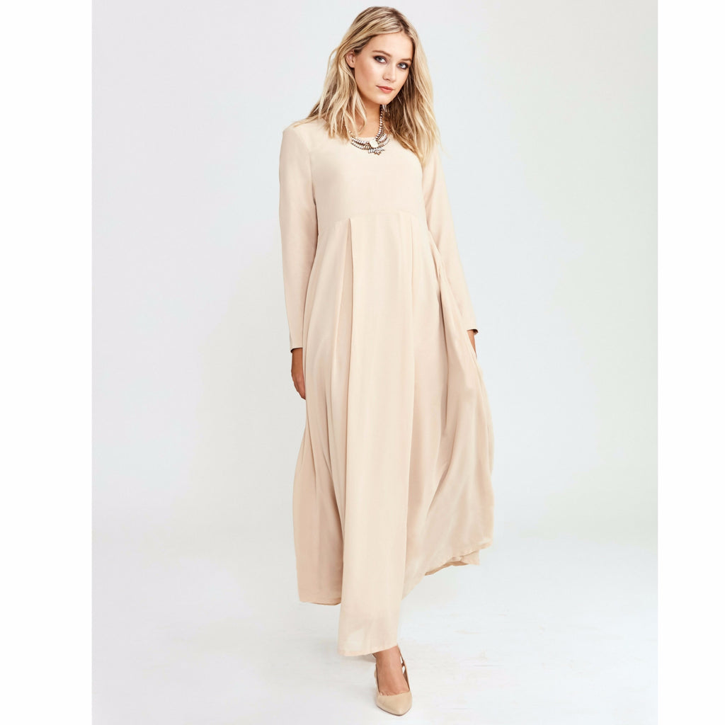 beige maxi dress casual