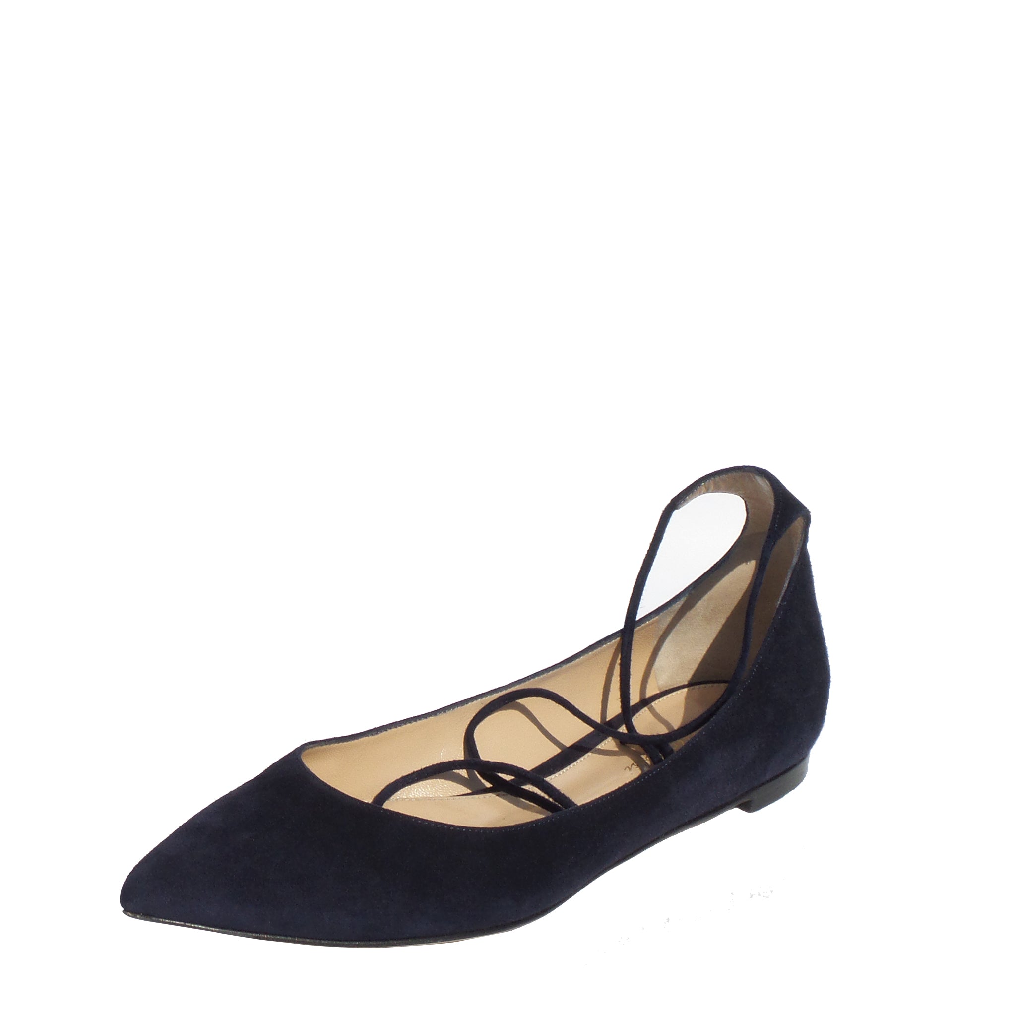 GIANVITO ROSSI Navy Blue Suede Pointed 
