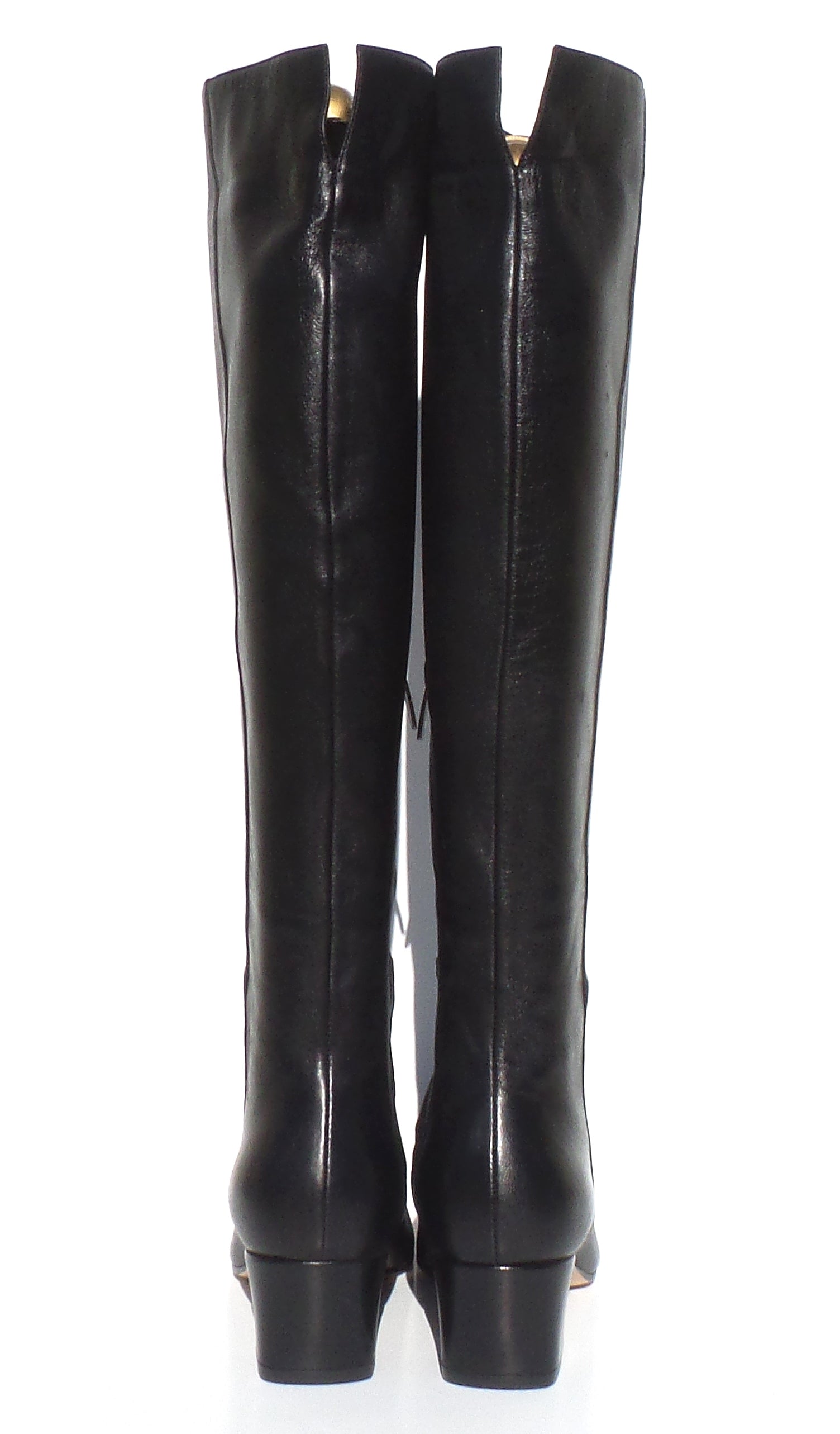 tall black boots with block heel