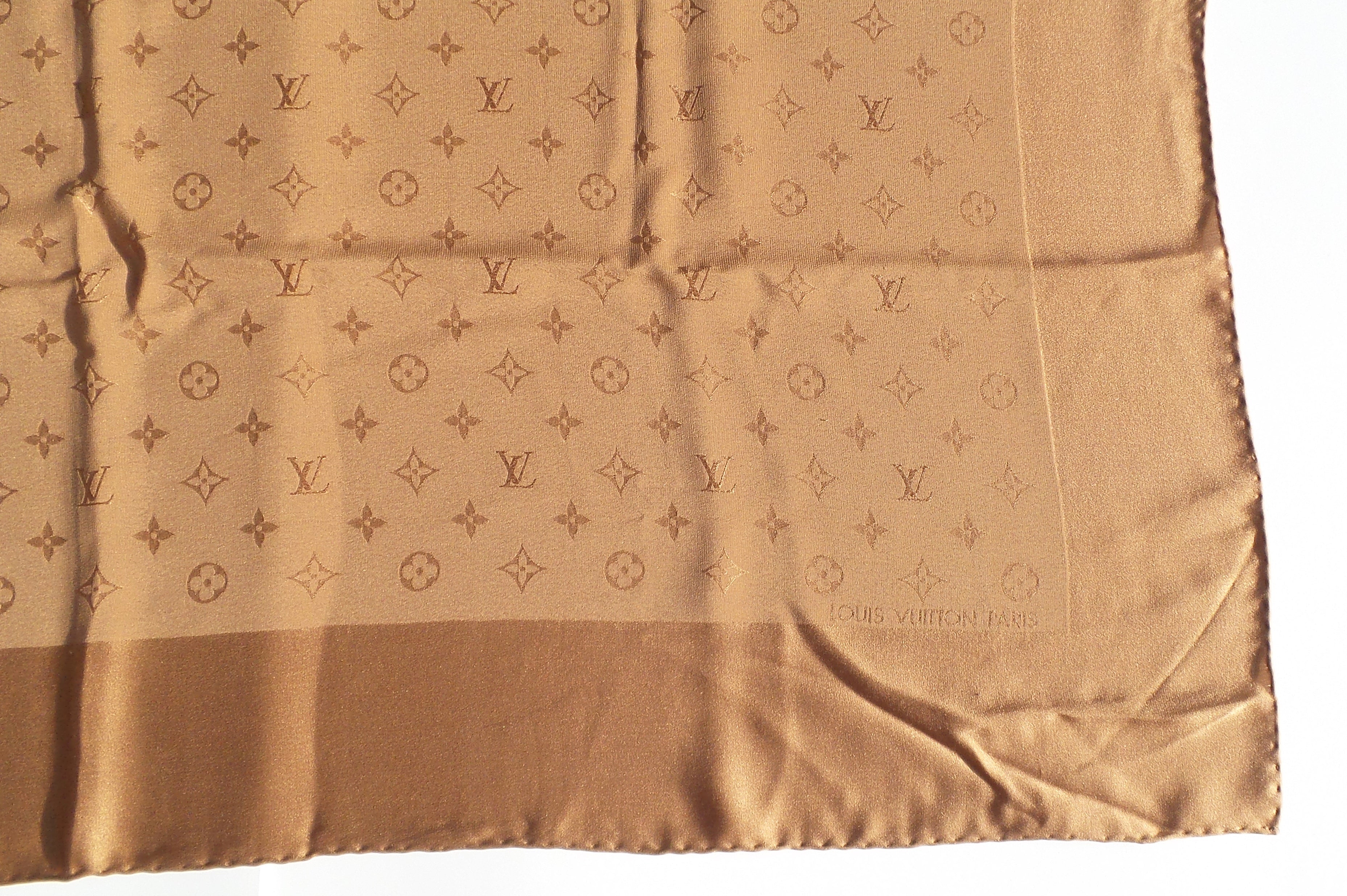 Louis Vuitton Brown and Gold Monogram Shine Shawl at 1stDibs