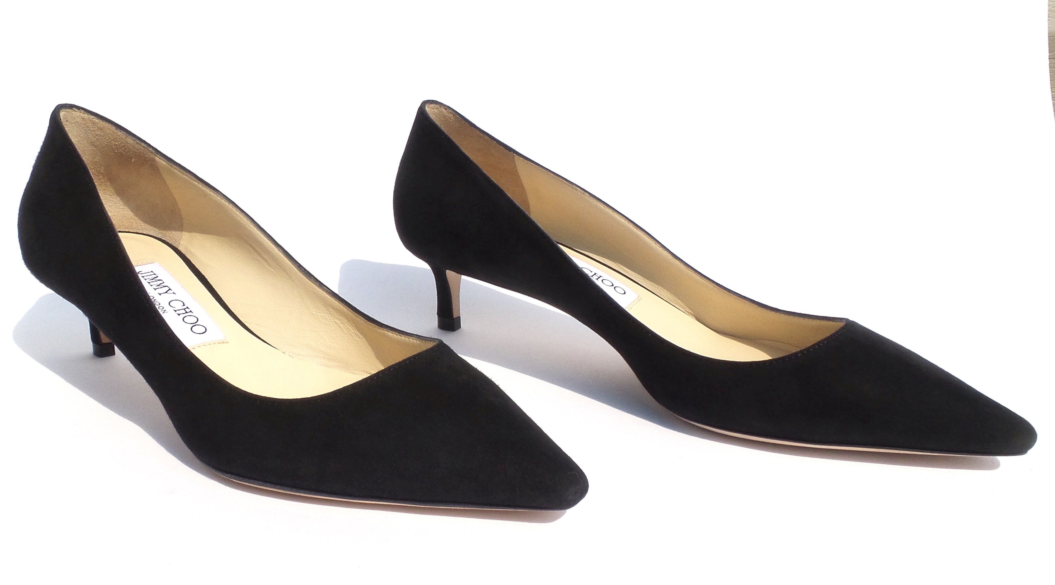 Black Suede Pointed Toe Low 1.5\