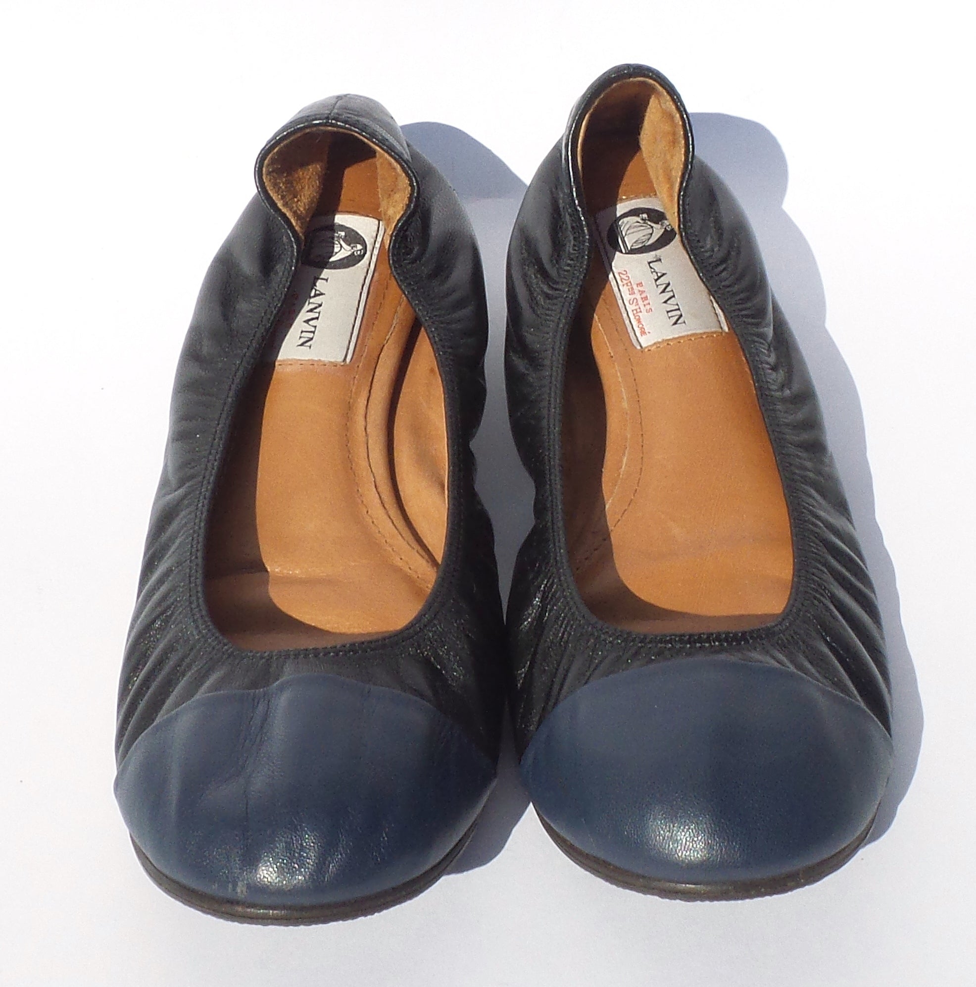 leather navy flats