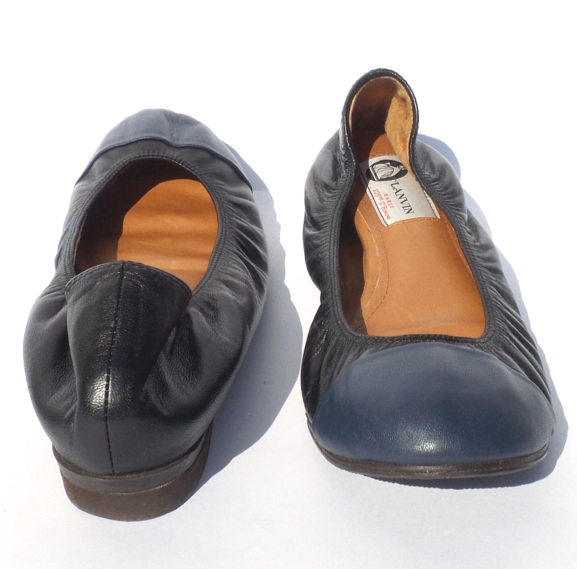 leather navy flats