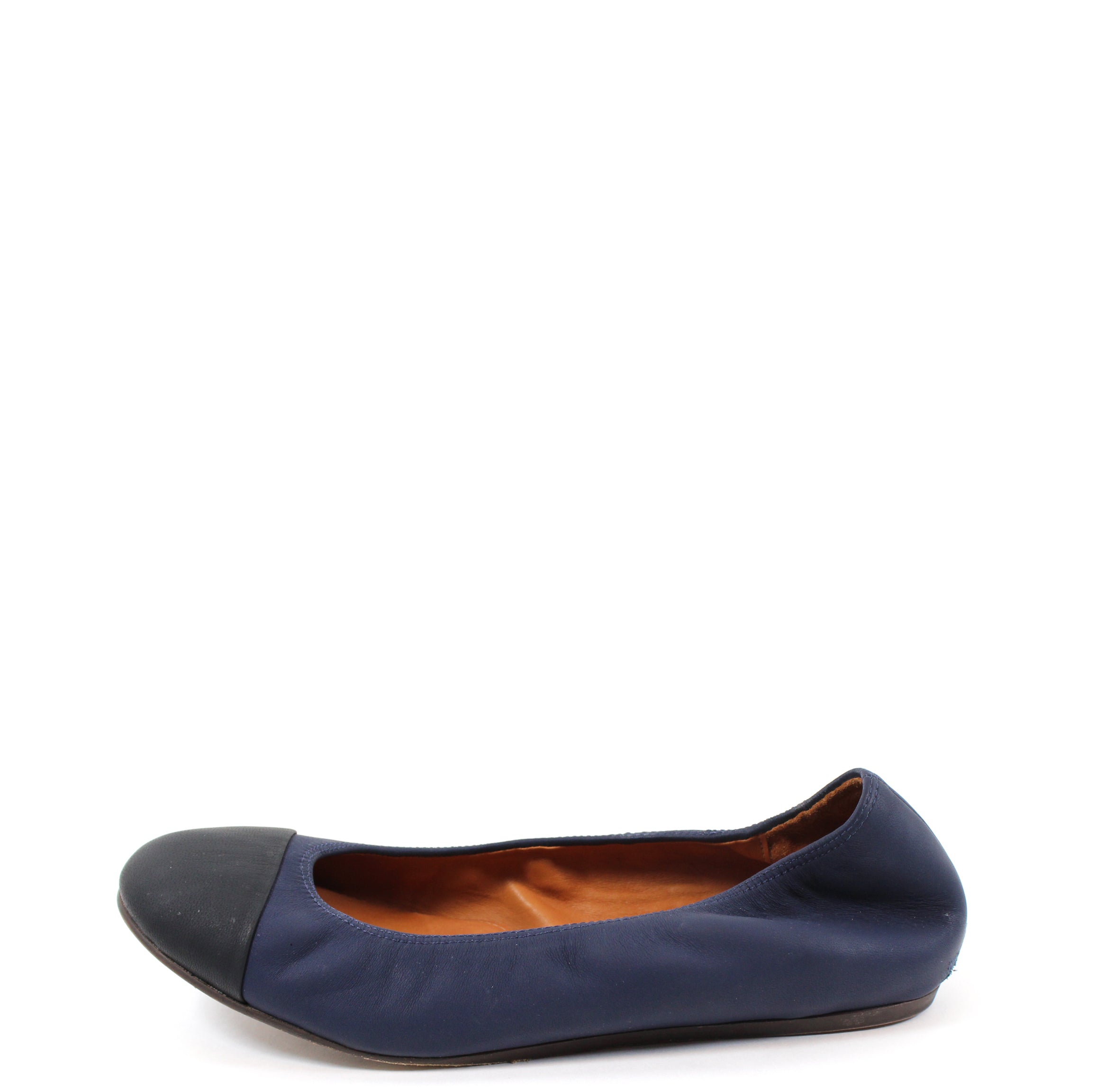 navy leather flats