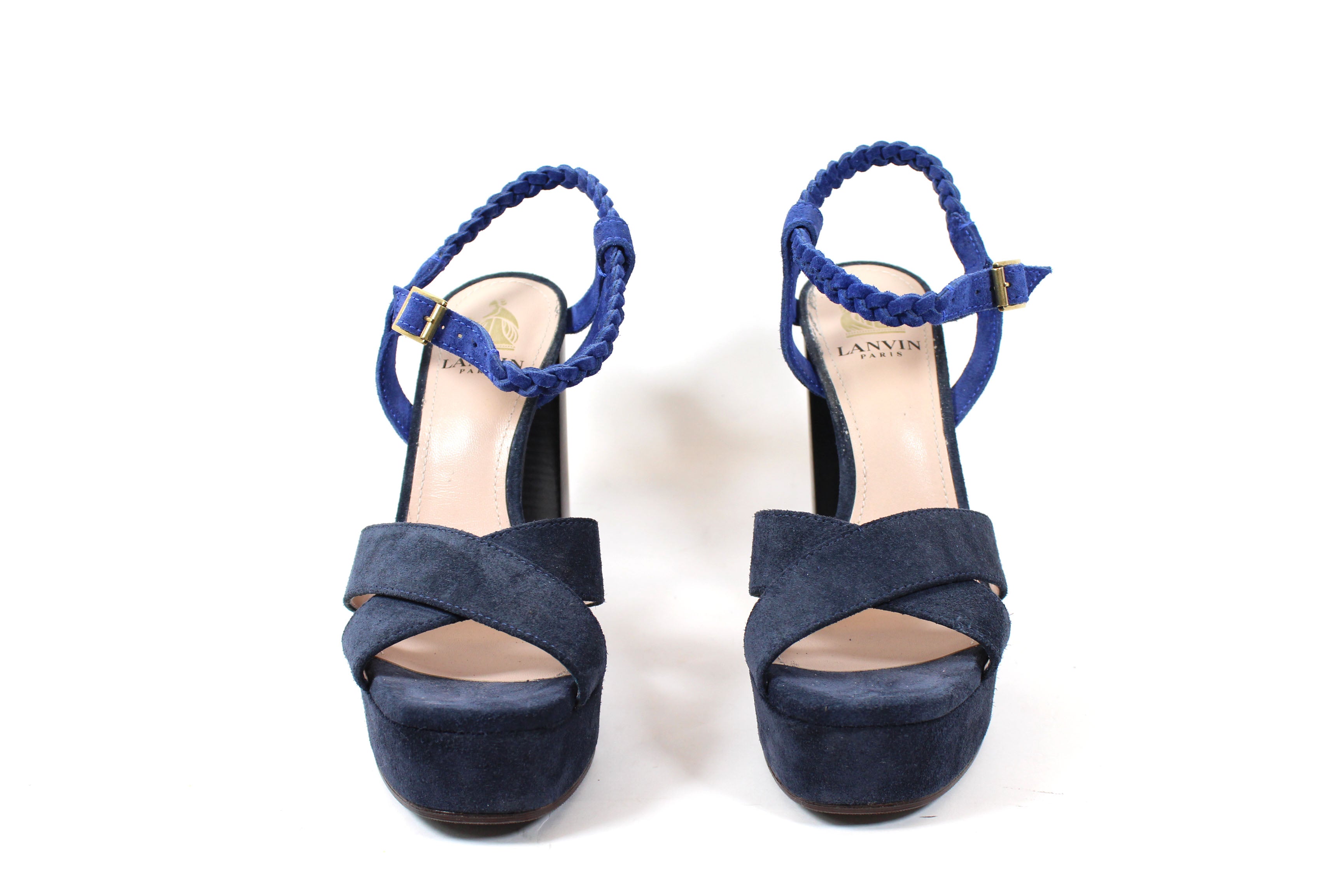 ‘Sold’ Lanvin Navy/Blue Suede Chunky Platform Sandals (Size 36.5 ...