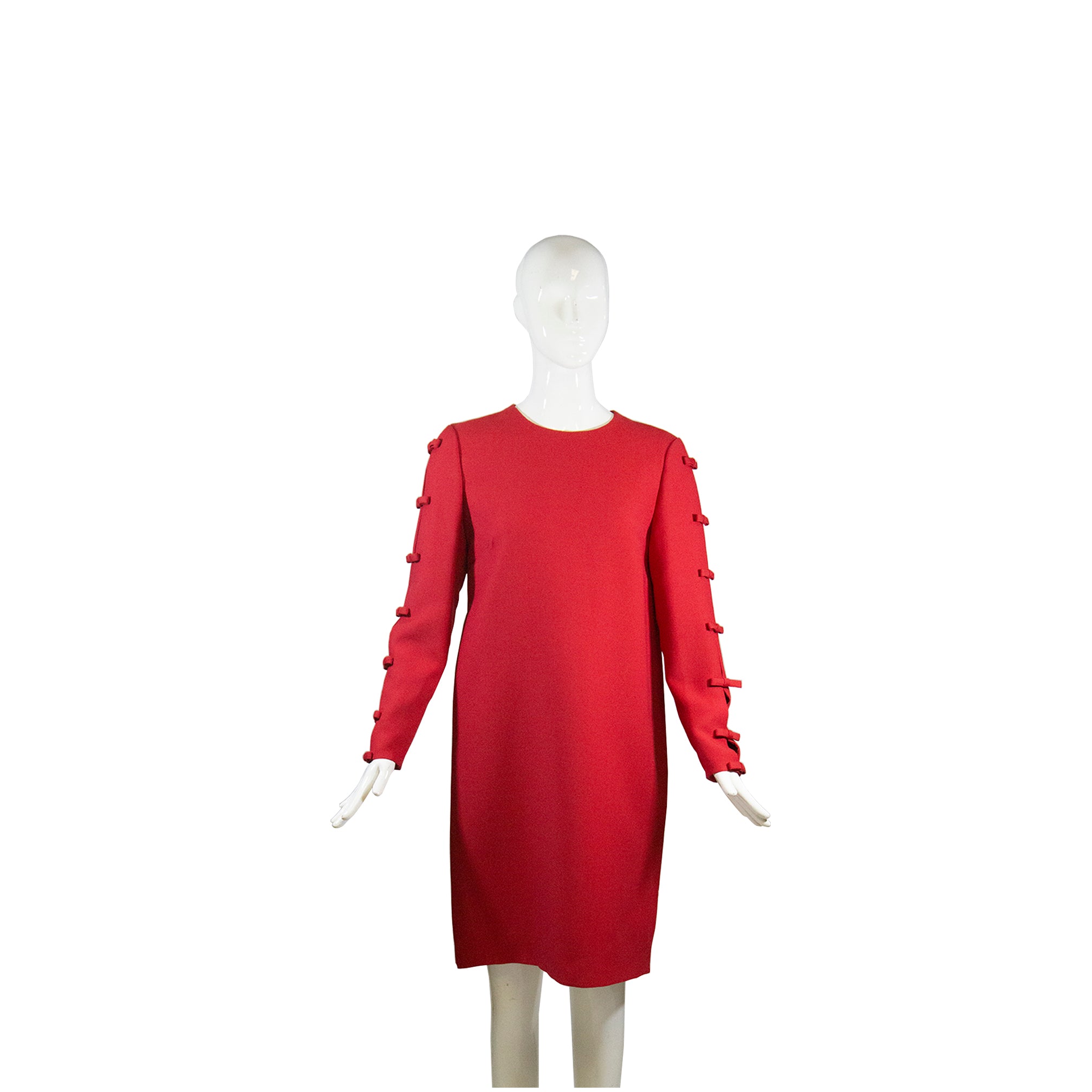 Sold' VALENTINO Red Accented Cut Out Long Wool Shift – Encore Resale.com