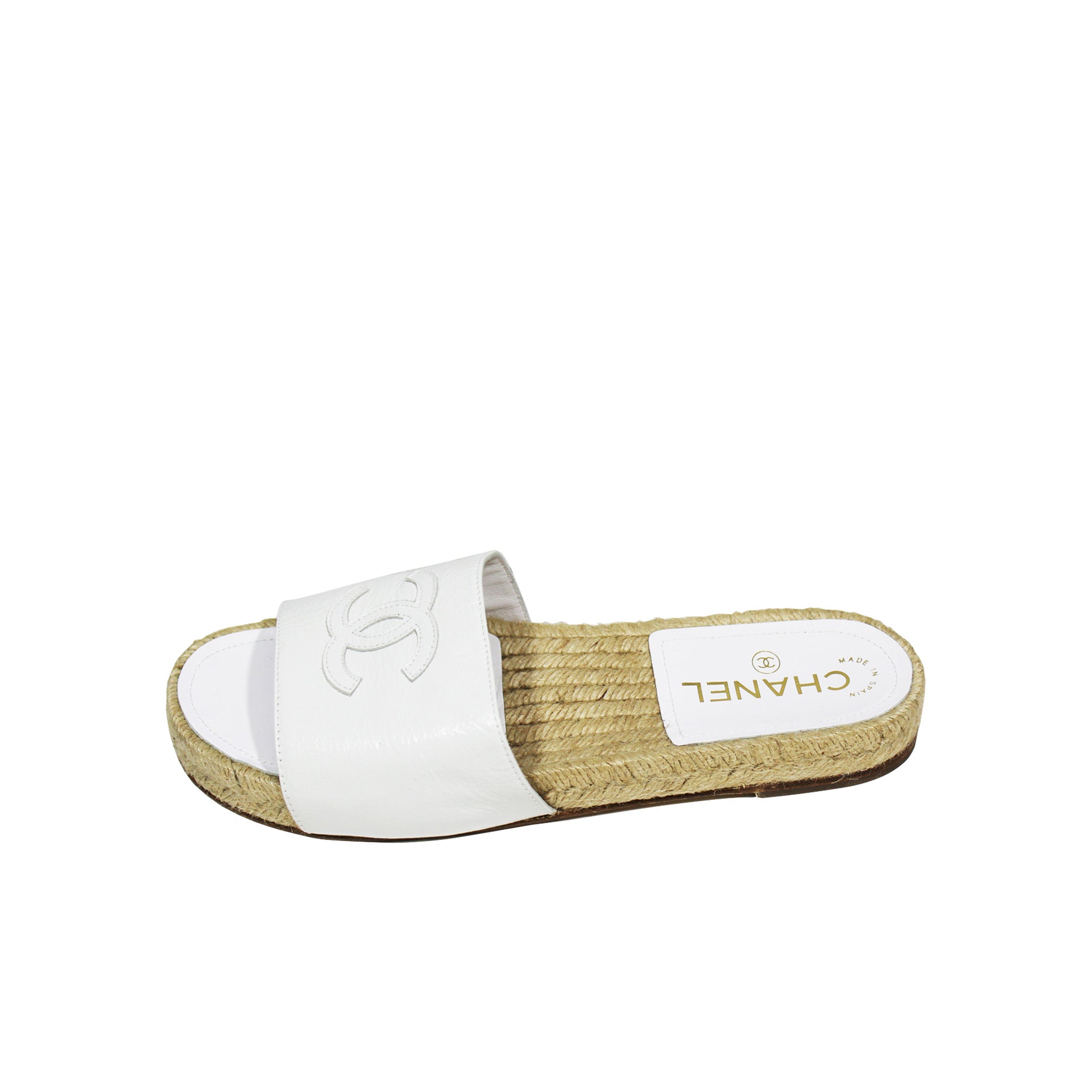 chanel flip flops white