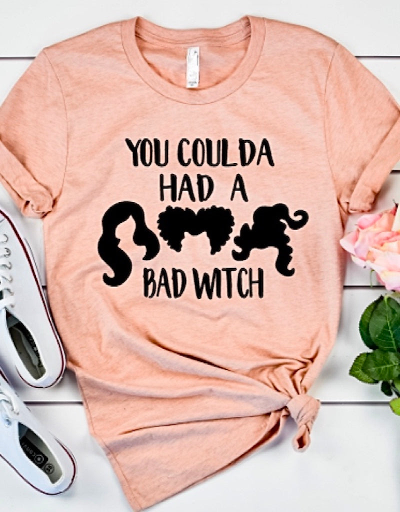 Download Coulda Had A Bad Witch Soft Tee, Heather Prism Peach - Peekzee Socks & Shop