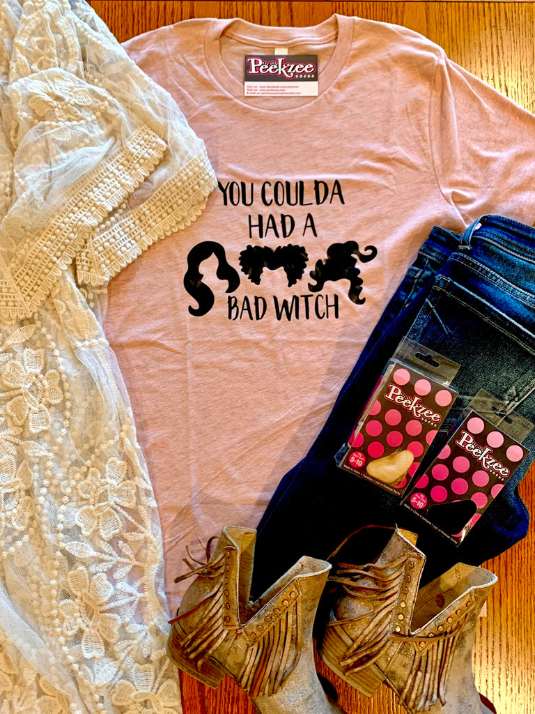 Download Coulda Had A Bad Witch Soft Tee, Heather Prism Peach - Peekzee Socks & Shop