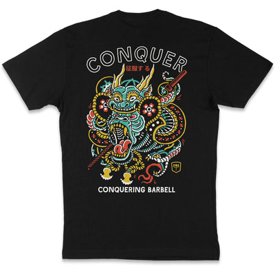 Conquer - Samurai - on Black Pullover Hoodie - Conquering Barbell