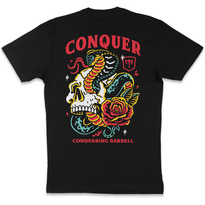 Conquer Till Death - on Black tank top - Conquering Barbell