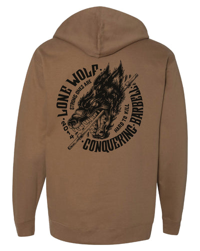 Conquer - Samurai - on Black Pullover Hoodie - Conquering Barbell