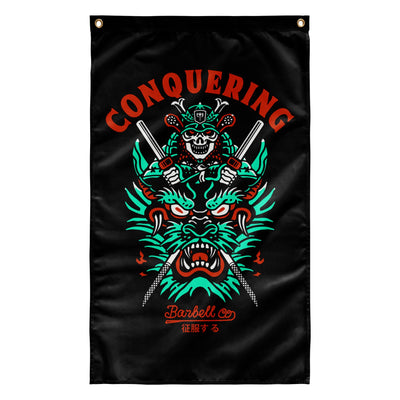 Slaying the Dragon - on Black tank top - Conquering Barbell