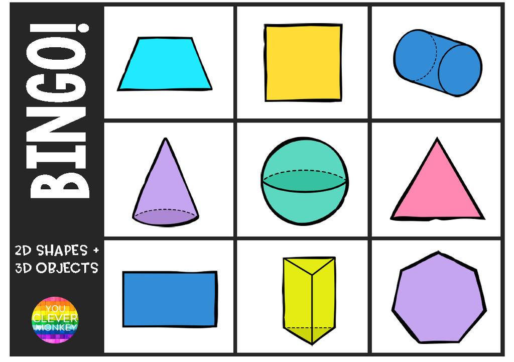 2d 3d Shape Bingo You Clever Monkey