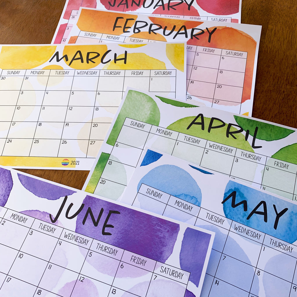 WATERCOLOR PAINT Simple Calendar classroom HQ