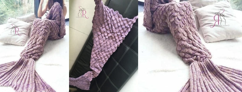 Couvertures de queue tricotées violet