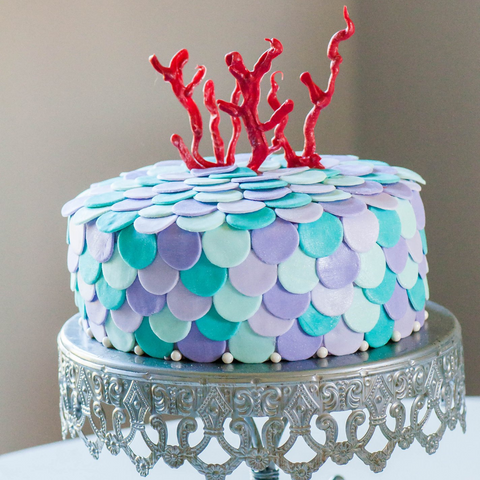 fondant mermaid scales how to cake bakery skilss purple blue