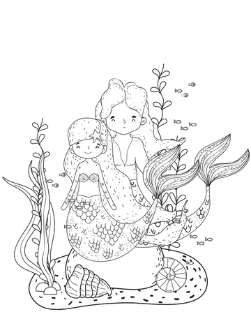 Mermaid coloring page couple