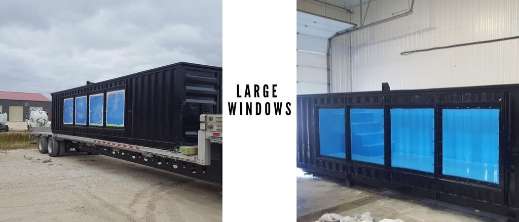 large windows shipping container pool