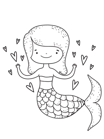 Mermaid coloring page love harts