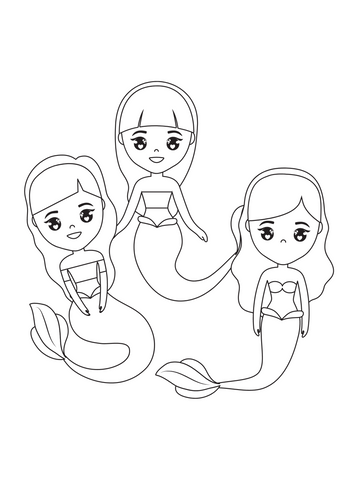 Mermaid coloring page  triplets