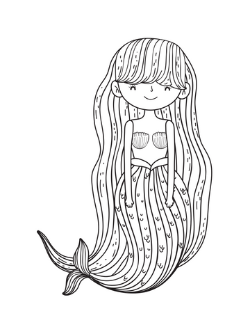 Mermaid coloring page hair