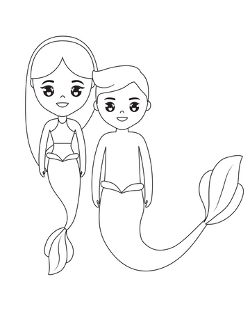 Mermaid coloring page merman merboy