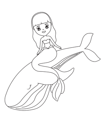 Mermaid coloring page whale