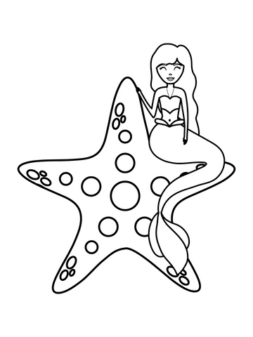 Mermaid coloring page giant starfish