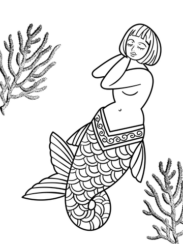 Mermaid coloring page sleeping