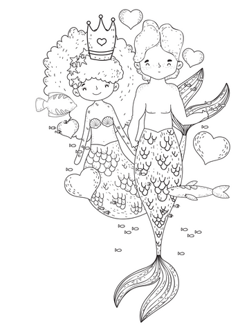 Mermaid coloring page  couple