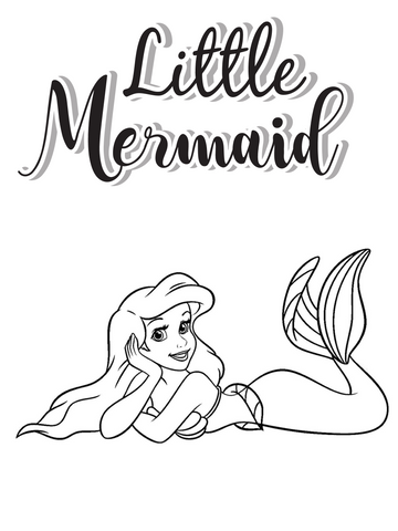 Little mermaid coloring page laying