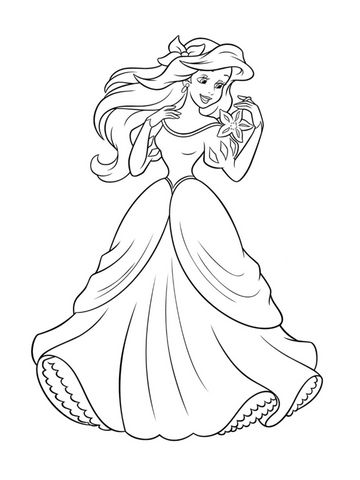 Little mermaid coloring page ariel dress