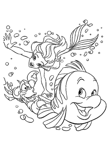 Little mermaid coloring page Ariel swimming founder