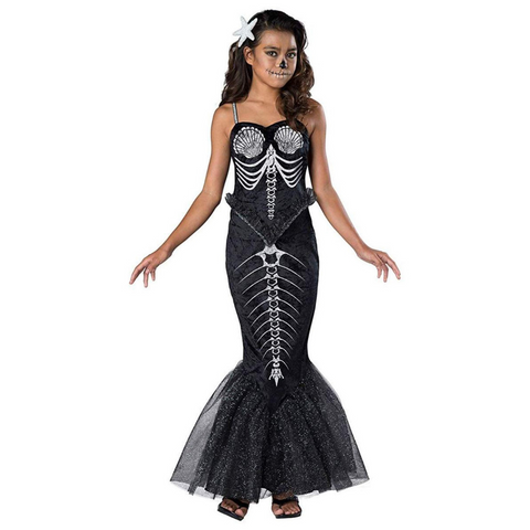 Girls Skeleton Mermaid Halloween Costume