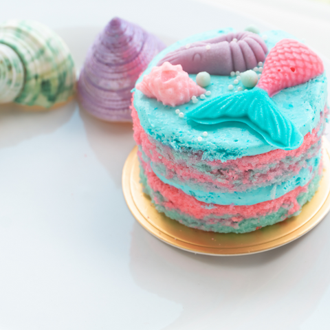 Mermaid cake blue pink mermaid tail shells