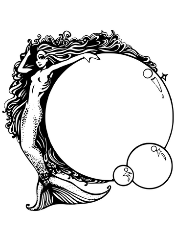 Mermaid coloring page crystal ball