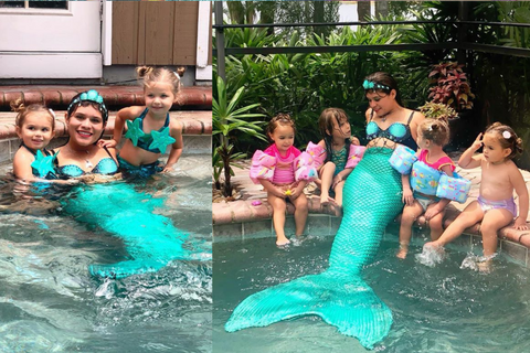 Mermaid pool party with kids ariel