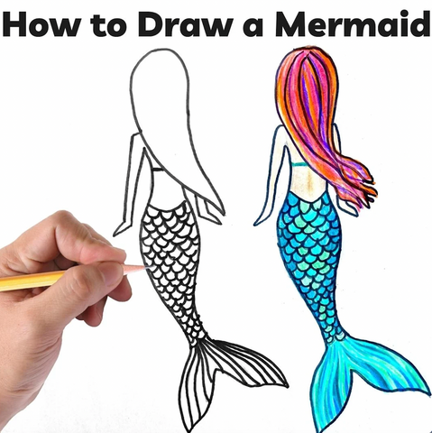 how to draw a mermaid tutorial step by step beginner easy  