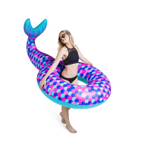 Purple and blue inflatable mermaid tail floatie