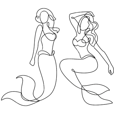 mermaid stencil one line design easy drawing