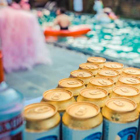 Alcoholic beverages at a pool party