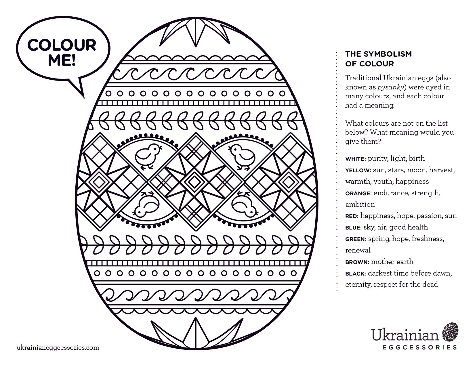 Colour Me - Pysanky Printable Activity Sheet