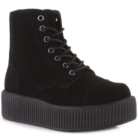 T.U.K - Black Eyelet Creeper Boots 