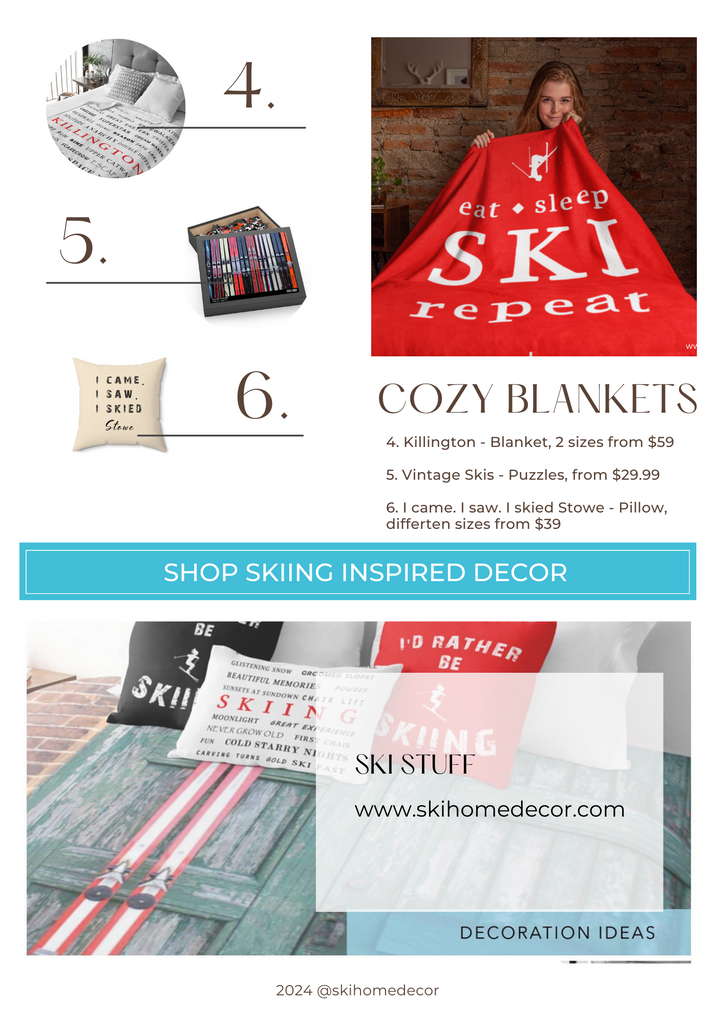 Cozy skiing inspired blankets and home decor