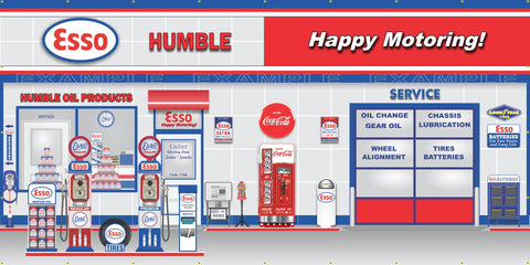 CONOCO GAS SERVICE STATION PUMPS SCENE WALL MURAL SIGN BANNER ART VARIOUS SIZES