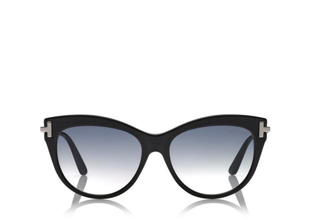 Tom Ford - Kira Polarized Sunglasses in Shiny Black Smoke | Blond Genius