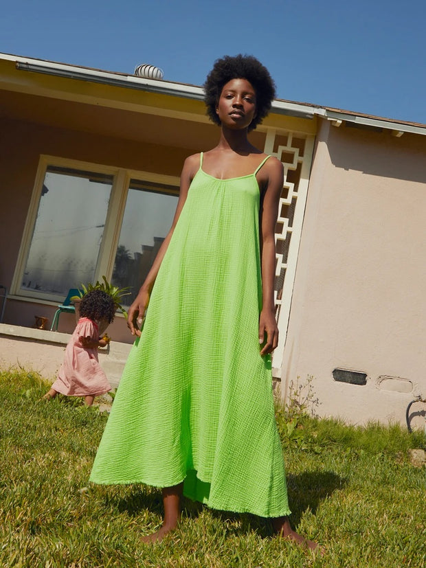 Nation - Lila Maxi Dress in Acid Green | Blond Genius